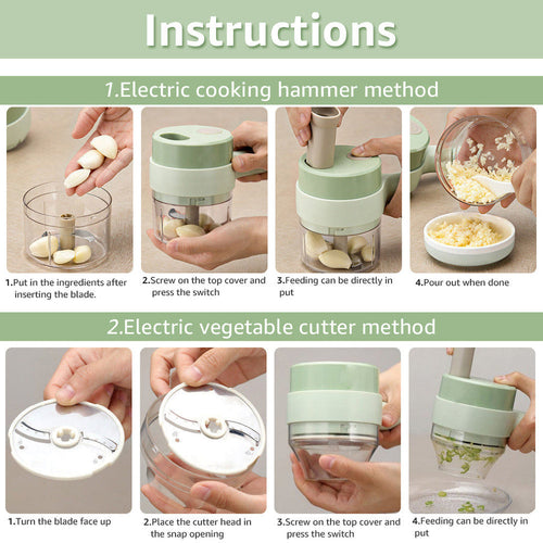 4 in 1 Portable Electric Vegetable Cutter Set